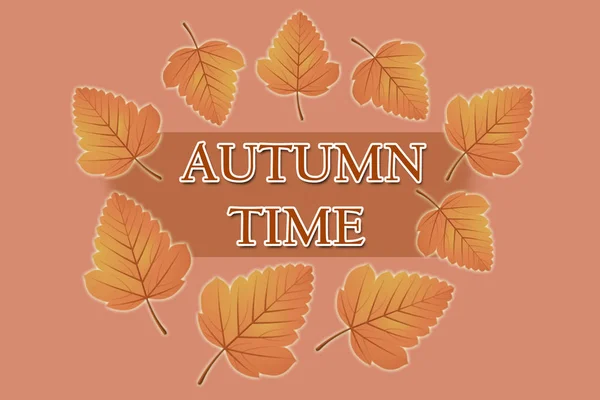 Texto otoño. texto llegó la primavera. Fondo de otoño. patrón marrón otoño. la palabra otoño —  Fotos de Stock