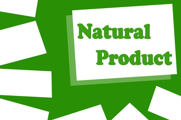 文本是一种天然产品。有机生态产品。绿色背景与几何图案。天然食物。食品标签. — 图库照片