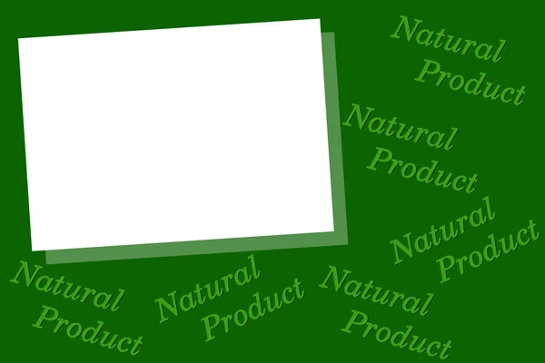 El texto es un producto natural. Producto ecológico ecológico ecológico. Fondo verde con patrón geométrico. comida natural. Etiqueta alimentaria . — Foto de Stock