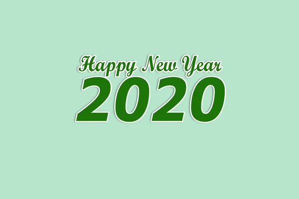テキストハッピーニューイヤー2020。緑の文字 2020.新年おめでとうグリーティングカード。2020年のイラスト。中国のラットのポスター、バナー、チラシテンプレート. — ストック写真