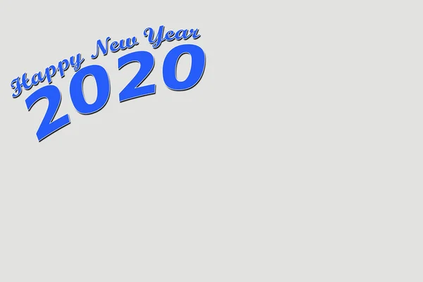 Text Happy New Year 2020. blue letters 2020. Happy New Year greeting card. 2020 illustration. Chinese Year of the Rat poster, banner, flyer template. — Stock Photo, Image