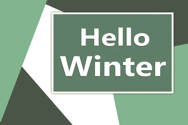 Metin Merhaba kış. Parlak kış illüstrasyon. geometrik şekiller ile kış arka plan. Kartpostal kış.