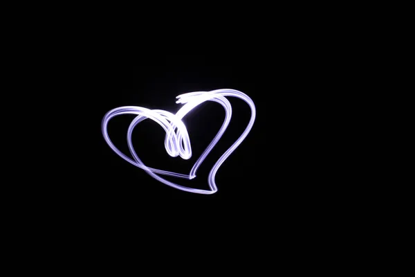 Lunga Esposizione Cuore Fatto Luce Lanterna — Foto Stock