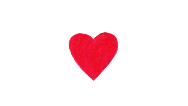 Coeur Peint Aquarelle Rouge Qui Palpite Pour Saint Valentin Animation — Video