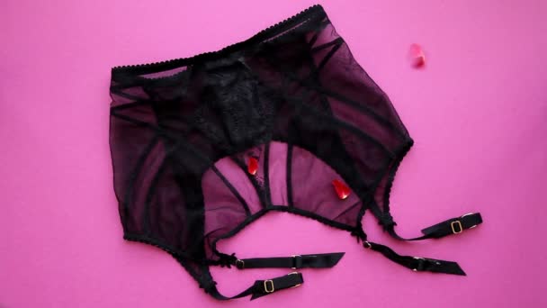 Ceinture Sexy Féminine Glamour Pour Bas Sur Fond Rose Vue — Video