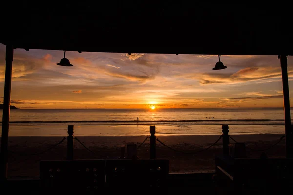 Wunderschöner Sonnenuntergang Abend Ngapali Beach Myanmar — Stockfoto