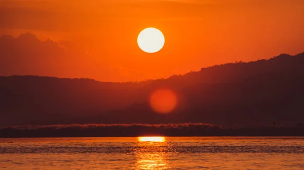 Sonnenuntergang Irrawaddy River Ayeyarwaddy River Bagan Myanmar Burma — Stockfoto