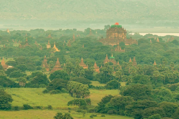 Pohled Krajinu Starověký Chrám Pagody Staré Bagan Myanmar — Stock fotografie