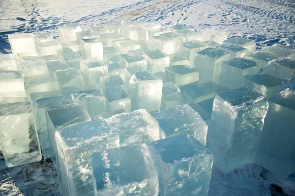 Natural Ice Blocks Lake Sun — Stock Photo, Image