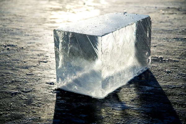 Ice Block Ice Water Frozen Solid State Depending Presence Impurities — Stock Photo, Image