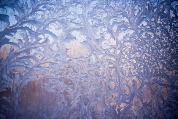 Frosty Pattern Glass Winter Christmas Abstract Backdrop Frosted Glass Ice — Stock Photo, Image