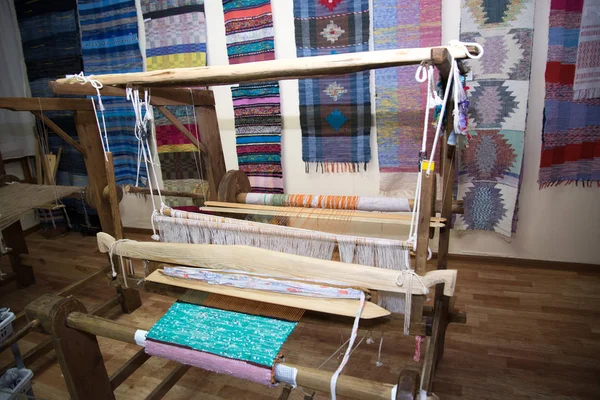 Traditional rustic loom. Russia Ural