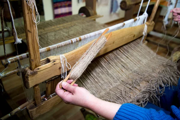 Traditional rustic loom. Russia Ural