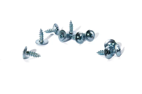 Small Screws White Background Isolated — Stock Photo, Image