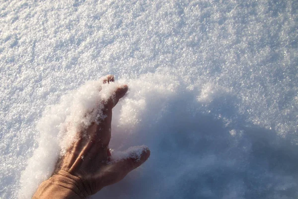 Main Dramatique Dans Neige Tragédie — Photo