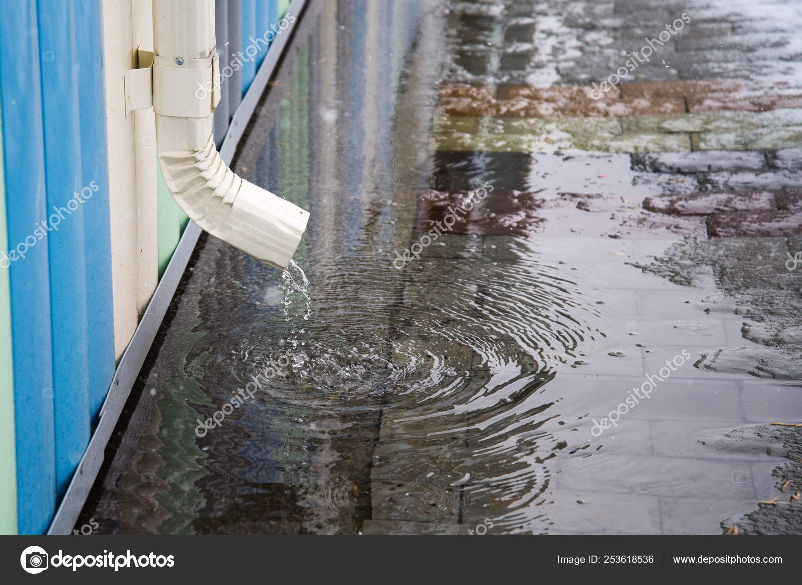 White Drainpipe With Flooded Pavement Rain Water Flowing From Drain Pipe Closeup Stock Photo Image By C Woff1966 Gmail Com White Drainpipe With Flooded Pavement Rain Water Flowing From Drain Pipe Closeup Stock Photo Image By C Woff1966 Gmail Com