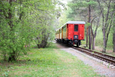 Chelyabinsk region, Rusya - Mayıs 2019: Central Park of Culture and Rest. Yu.A. Gagarin. Cazibe Chelyabinskaya Çocuk Demiryolu 
