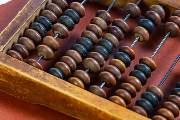 Vintage wooden abacus close up. Fragment of old abacus close up — Stock Photo, Image