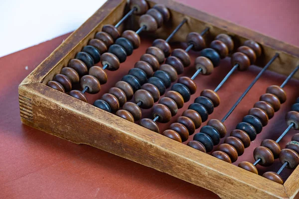 Vintage wooden abacus close up. Fragment of old abacus close up — Stock Photo, Image