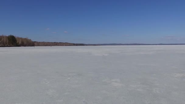 Programa Intelectual Auto Aterrizaje Quadrocopter Vista Desde Interior Sombras Nieve — Vídeo de stock