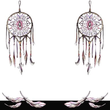 Boho ögeleri içeren grafik seti