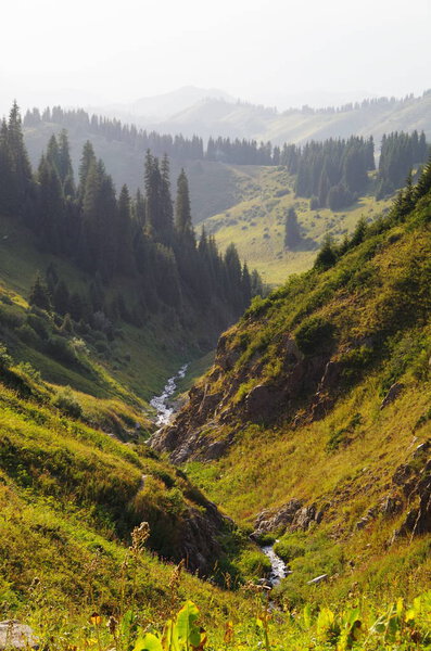 Panoranic view from Tien Shan mountains in surroundings of Almaty