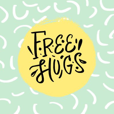 Renkli fırça boya kartpostal ve poster, vektör çizim için yazdırma. Ücretsiz hugs