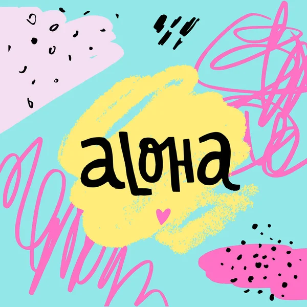 Pincel Aloha Impresión Para Postal Póster Ilustración Vectorial Abrazos Gratispincel — Vector de stock