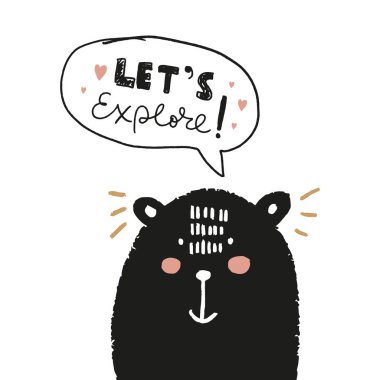 Vektör kutup ayısı yüz. İskandinav tarzı çocuklar grafik. Elle çizilmiş illüstrasyon