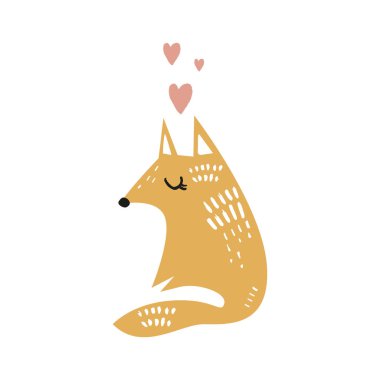 Vektör kreş poster şirin fox, İskandinav tarzı resim ile