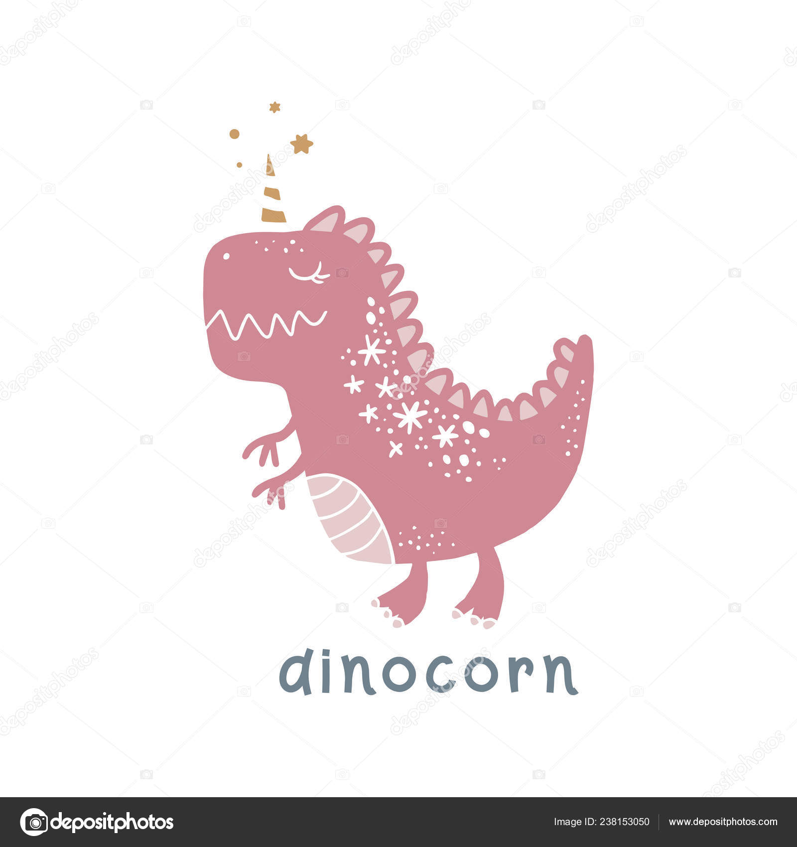 Pink cartoon dinosaur. Children's illustration for a poster