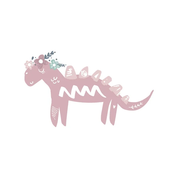 Vector Schattige Baby Dinosaurus Kunst Kwekerij Illustratie Het Kan Worden — Stockvector