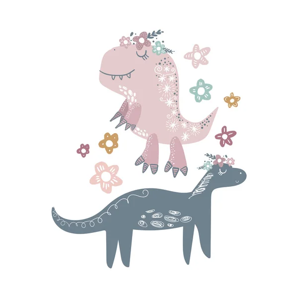 Vecteur Mignon Bébé Dinosaure Art Illustration Pépinière Peut Être Utilisé — Image vectorielle