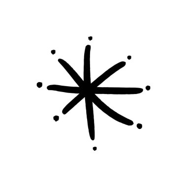 Yıldız veya kar tanesi stilize basit dekorasyon, resim çizme, komik guaş kroki, t-shirtler ve kumaş, desen ve diğer öğe için yazdırma. Vektör çizim