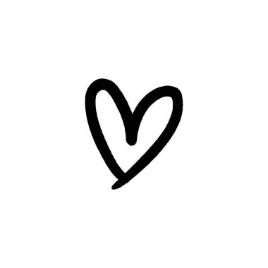 Elle çizilmiş kalp. Fırça, mürekkep. Dekor öğesi. Sevgililer günü kartı, model öğe ve aşk sembolü. Vektör çizim