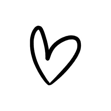 Elle çizilmiş kalp. Fırça, mürekkep. Dekor öğesi. Sevgililer günü kartı, model öğe ve aşk sembolü. Vektör çizim