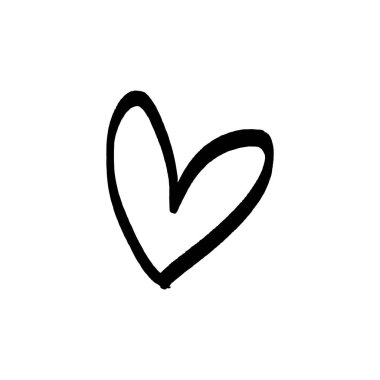 Elle çizilmiş kalp. Fırça, mürekkep. Dekor öğesi. Sevgililer günü kartı, model öğe ve aşk sembolü. Vektör çizim