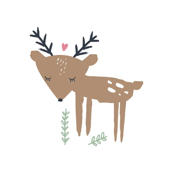 Mignon Bébé Animal Pastel Dessiné Main Dans Art Amour Couleurs — Image vectorielle