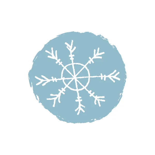 Kar Tanesi Mavi Simge Logo Şablonu Çizilmiş Kış Teması Beyaz — Stok Vektör