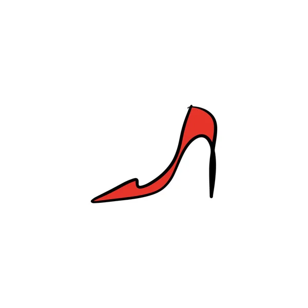 Hand Drawn Beautiful Red Leather Woman Shoe High Heel Fashion — Stock Vector