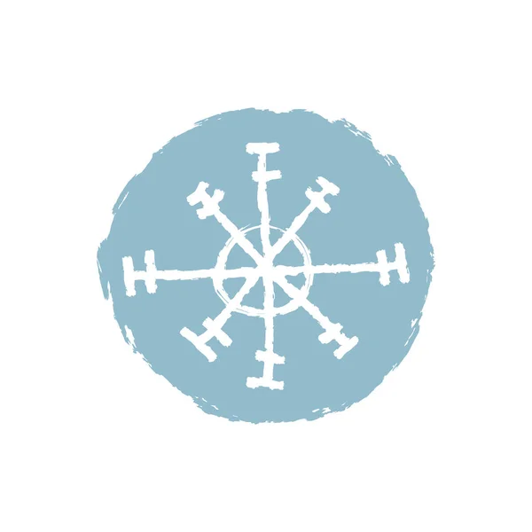 Fiocco Neve Disegnato Mano Icona Blu Modello Logo Tema Invernale — Vettoriale Stock