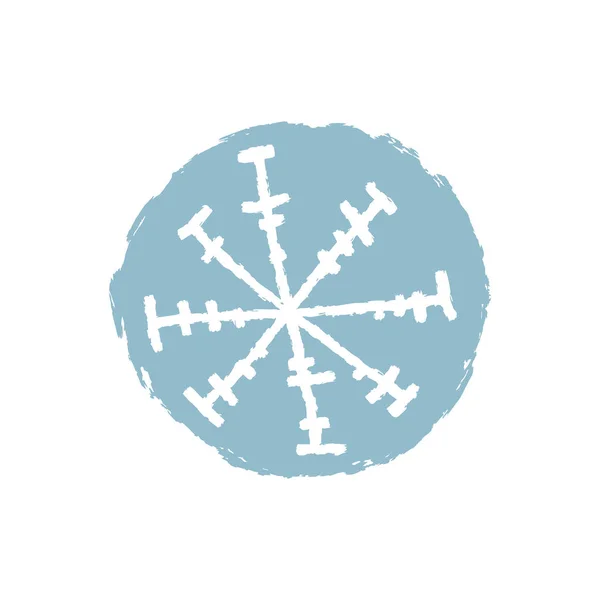 Snowflake Mão Desenhado Ícone Azul Modelo Logotipo Tema Inverno Pincel — Vetor de Stock