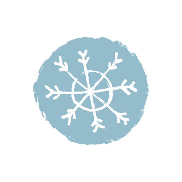 Modrá Ikona Sněhovou Vločku Šablona Loga Zimní Téma Jednoduchá Kresba — Stockový vektor