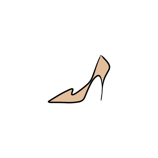 Hand Drawn Beautiful Leather Woman Shoe High Heel Fashion Illustration — ストックベクタ