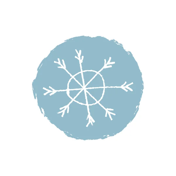 Snowflake Mão Desenhado Ícone Azul Modelo Logotipo Tema Inverno Pincel — Vetor de Stock