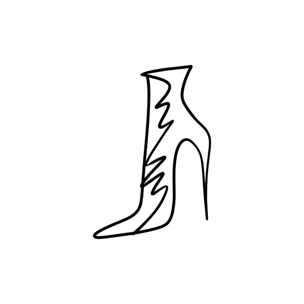 Hand Drawn Beautiful Leather Woman Shoe High Heel Fashion Illustration — Stok Vektör