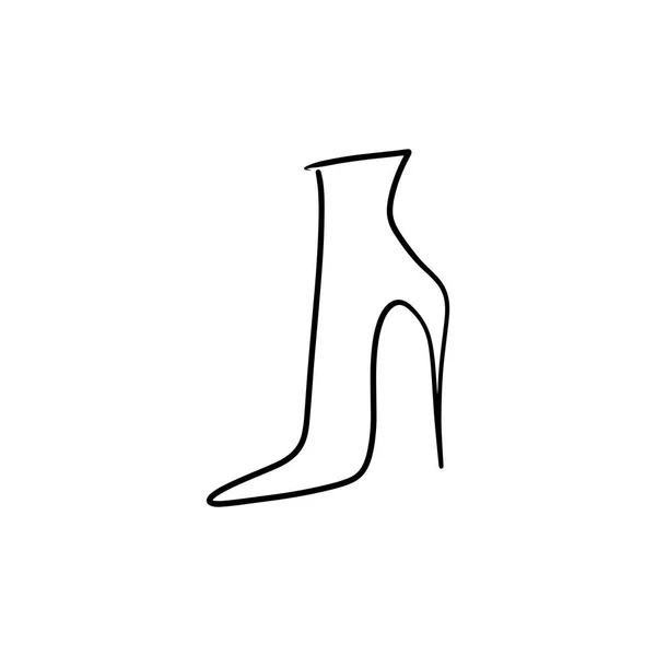 Hand Drawn Beautiful Leather Woman Shoe High Heel Fashion Illustration — Stok Vektör