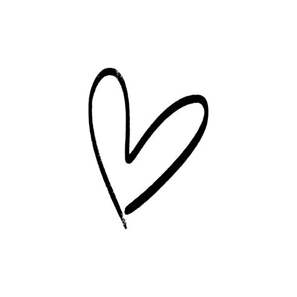 Inima Trasă Mână Perie Cerneală Element Decor Carte Ziua Îndrăgostiților — Vector de stoc