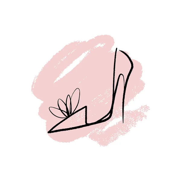 Scarpa Donna Pelle Disegnata Mano Con Tacco Alto Illustrazione Moda — Vettoriale Stock