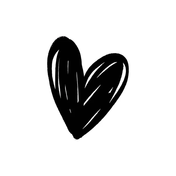 Hand Drawn Heart Brush Ink Decor Element Valentines Day Card — Wektor stockowy